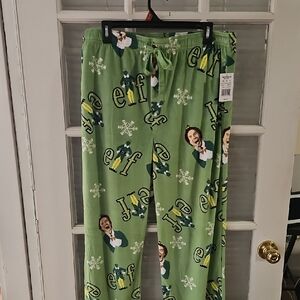 NWT Green Elf Print Mens Pajama Pants. Sz Large